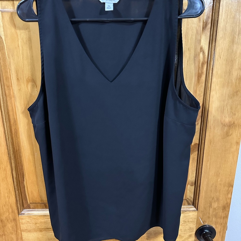 Nine West Black V-Neck Tank Top